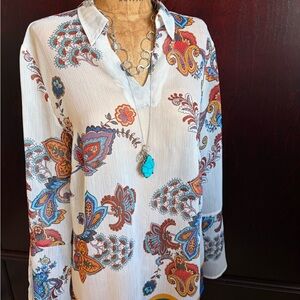 Paisley Print Women's Oversized Flowing Blouse - Multicolor